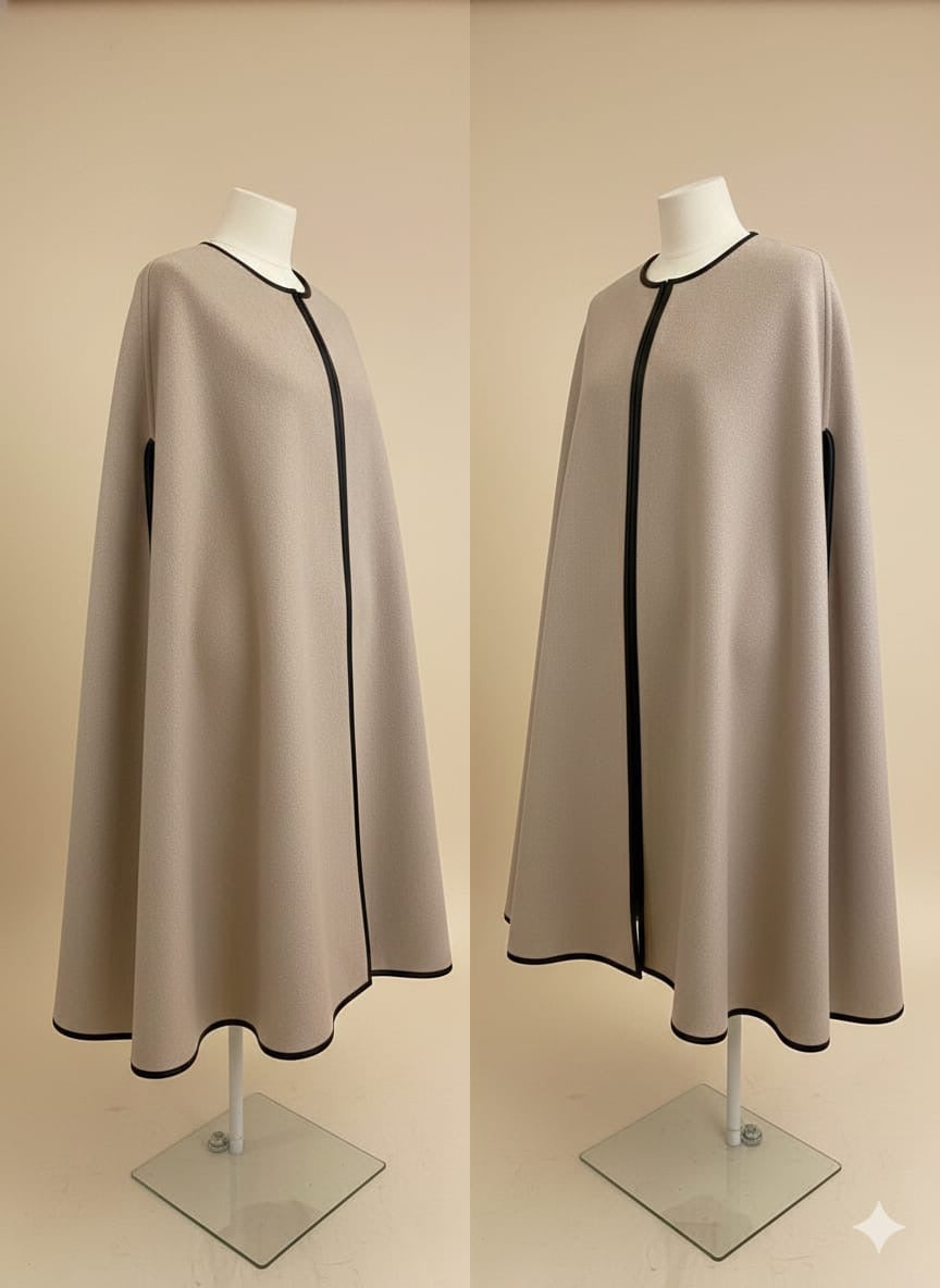 Brooke - leather trim cape