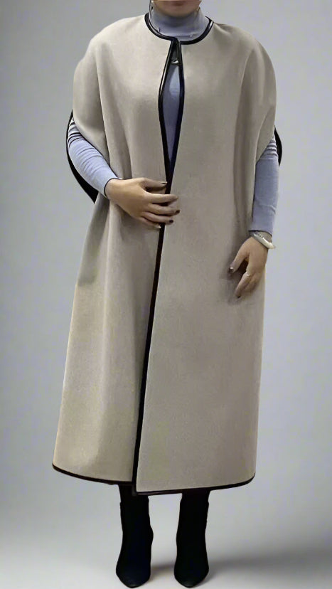 Brooke - leather trim cape