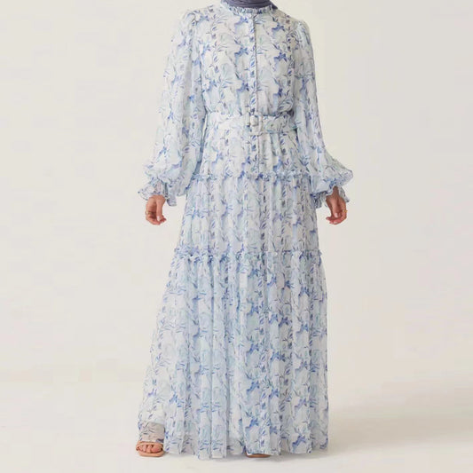 Susan - blue printed chiffon dress